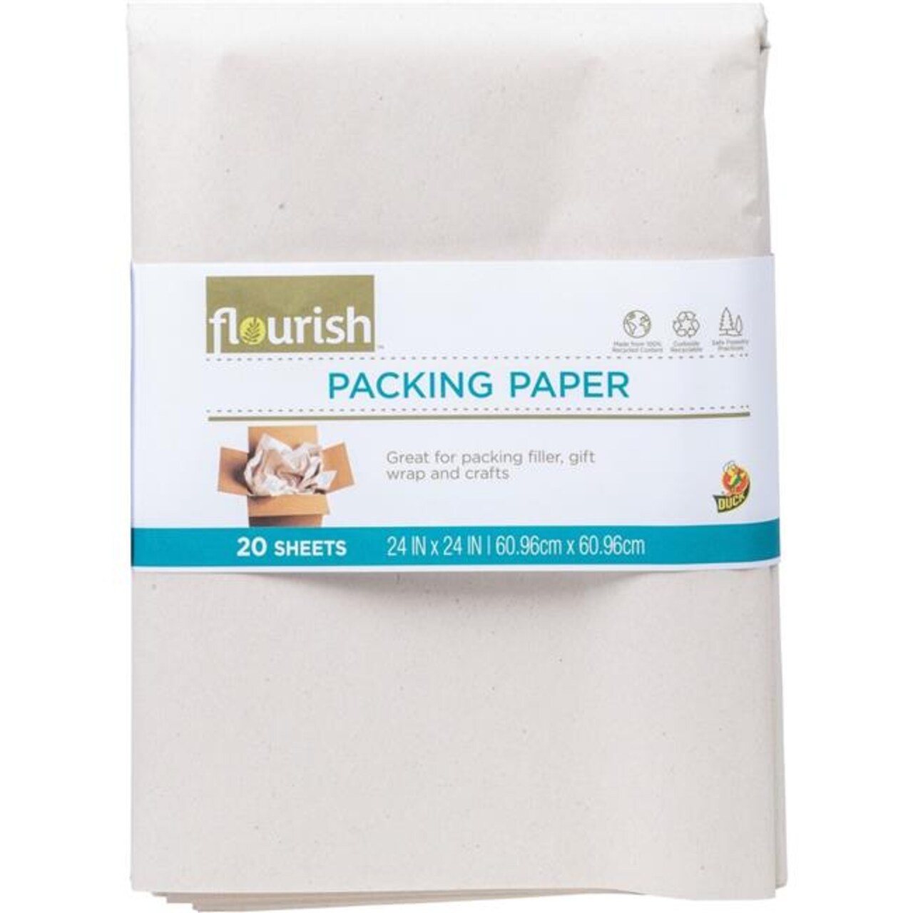 Shurtech Brands 24 x 24 in. Flourish Recycled Packing Paper, Brown - Pack of 6